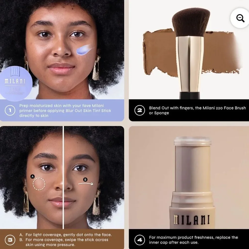 🦋 Milani Shade 4 Conceal + Perfect Skin Tint Stick Blur Out Tinted Moisturizer